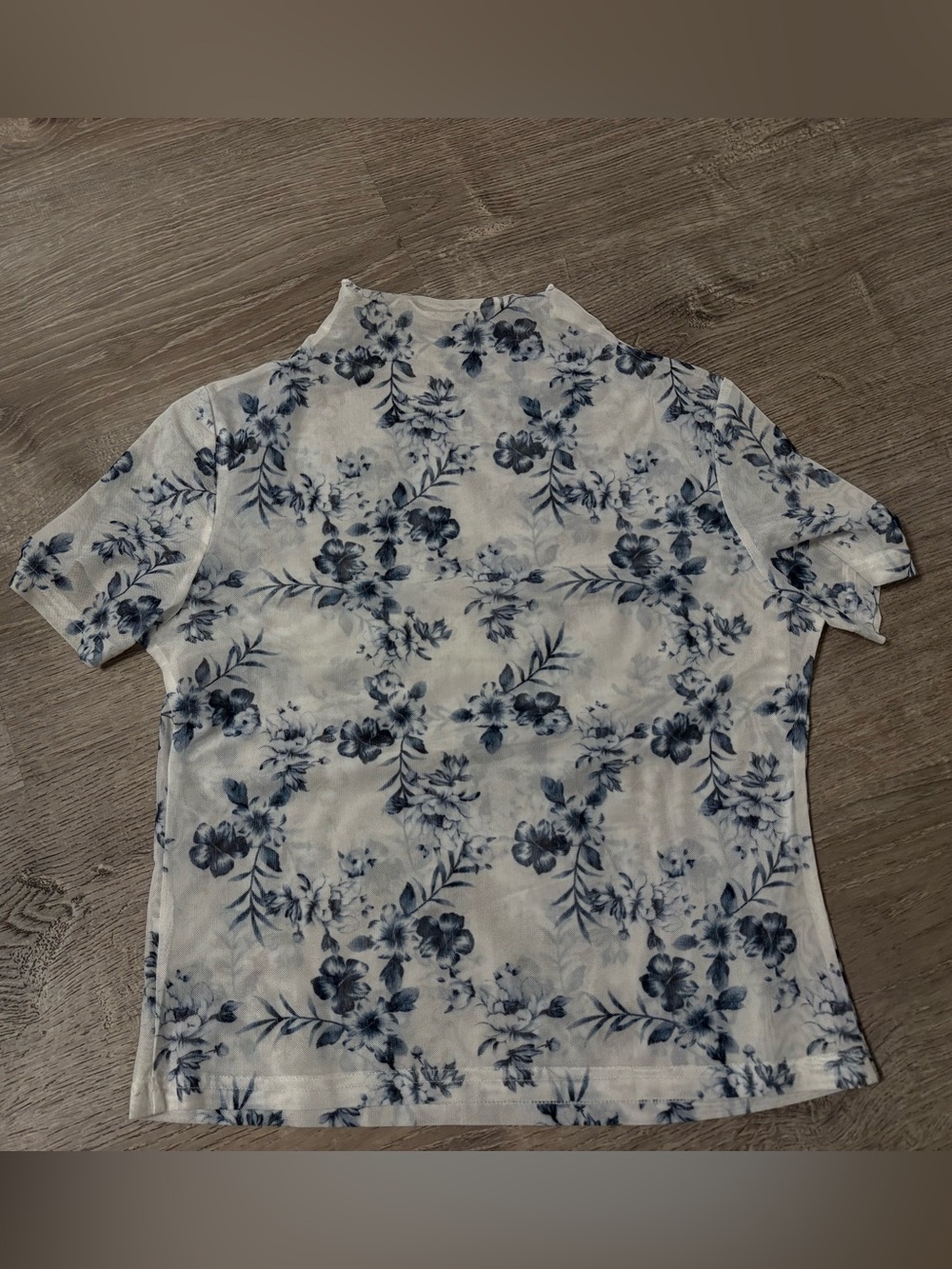 Blue Floral Short Sleeve Top